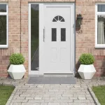 Jardinieră 2 pcs Alb 50 x 50 x 40 cm Oțel GartenMobel Dekor