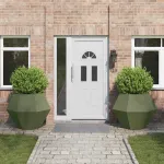 Jardinieră 2 pcs Verde măsliniu 100 x 100 x 80 cm Oțel GartenMobel Dekor