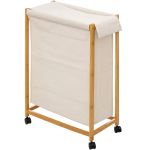 Cos rufe 5Five Bambou pe roti, cadru bambus, 52 litri, 55x28x80 cm, bej Household NewTrend