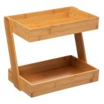 Etajera colt 5Five pentru bucatarie, 2 niveluri, bambus, 26x22x31cm, maro natural Household NewTrend