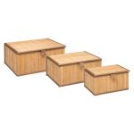Set 3 cutii dreptunghiulare 5Five din bambus, marimi S-M-L, 32x25x16 cm, natur Household NewTrend