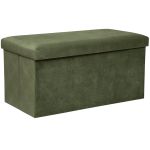 Taburet pliabil Atmosphera Lilou cu spatiu depozitare 80L, 76x38x38 cm, verde khaki Household NewTrend