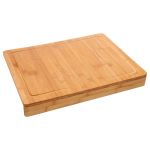 Tocator bucatarie 5Five Bamboo cu sant de colectare, bambus, 45x34 cm, natur Household NewTrend