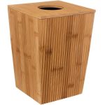 Cos gunoi 5Five Terre Inconnue cu capac, bambus, 6 litri, 20x20x26 cm, natur Household NewTrend
