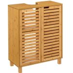 Dulap baie 5Five Sicela pentru lavoar, cu usi si rafturi, bambus si MDF, 60x28x80 cm, natur Household NewTrend