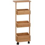 Etajera 5Five pentru spatii inguste, pe roti, 3 niveluri, bambus, 33x18x89 cm, natur Household NewTrend