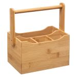 Organizator tacamuri si servetele 5Five Bamboo cu maner, bambus, 24x14x24 cm, natur Household NewTrend