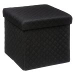 Taburet pliabil 5Five patrat cu spatiu de depozitare, MDF, 31x31x31 cm, negru Household NewTrend