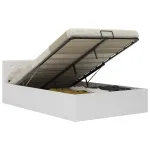 Cadru pat hidraulic, depozitare, alb, 140 x 200 cm, piele eco GartenMobel Dekor