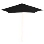 Umbrelă de soare de grădină cu stâlp din lemn, negru, 270 cm GartenMobel Dekor
