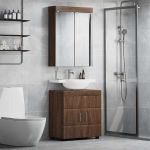 Set de mobilier pentru baie TULUM Stejar închis Lemn compozit GartenMobel Dekor