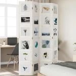 Paravan cameră 4 panouri, alb, lemn masiv paulownia GartenMobel Dekor