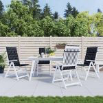 Perne de scaun spătar înalt 4 buc. negru model carouri textil GartenMobel Dekor