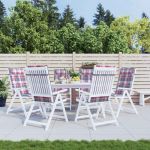 Perne scaun spătar înalt 6 buc, roșu, carouri, țesătură Oxford GartenMobel Dekor