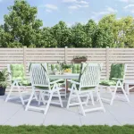 Perne de scaun spătar jos, 6 buc., model frunze, textil oxford GartenMobel Dekor