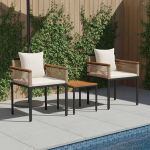 Set de Mobilier pentru Exterior 3 pcs Bej și alb crem Ratan PE GartenMobel Dekor