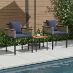 Set de Mobilier pentru Exterior 3 pcs Gri și albastru marin GartenMobel Dekor