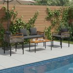 Set de Mobilier pentru Exterior 4 pcs Gri și gri închis GartenMobel Dekor