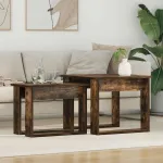 Set de măsuțe de cafea 2 pcs Stejar fumuriu Lemn compozit GartenMobel Dekor