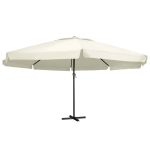 Umbrelă de soare de grădină, stâlp aluminiu alb nisipiu 600 cm GartenMobel Dekor