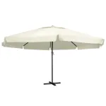Umbrelă de soare de grădină, stâlp aluminiu alb nisipiu 600 cm GartenMobel Dekor