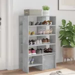 Dulap pentru pantofi cu raft 2 pcs Gri din beton Lemn compozit GartenMobel Dekor