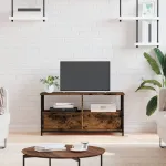 Comodă TV, stejar afumat, 90x33x45 cm, lemn prelucrat & fier GartenMobel Dekor