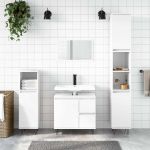 Dulap de baie, alb extralucios, 65x33x60 cm, lemn prelucrat GartenMobel Dekor