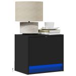 Noptieră montată pe perete cu lumini LED, negru GartenMobel Dekor