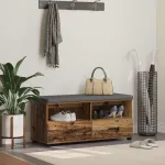Bancă pentru hol cu pernă cu sertar Lemn vechi 100 x 38 x 46 cm GartenMobel Dekor