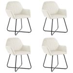 Scaune de bucătărie, 4 buc., crem, catifea GartenMobel Dekor
