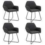 Scaune de bucătărie, 4 buc., negru, material textil GartenMobel Dekor