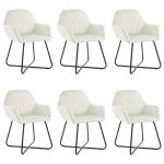 Scaune de bucătărie, 6 buc., crem, catifea GartenMobel Dekor