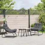 Mobilier de grădină cu pernă 2 pcs Negru 81 x 60.5 x 71 cm GartenMobel Dekor