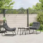 Mobilier de grădină cu pernă 2 pcs Negru 81 x 60.5 x 71 cm GartenMobel Dekor