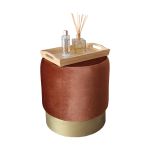 Taburet Larvik 40x40xm metal poliester auriu portocaliu [en.casa] HausGarden Leisure