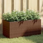 Jardiniere grădină 2 ghivece 2 buc. maro 72x30x32 cm poliratan GartenMobel Dekor