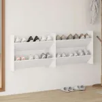 Pantofare de perete, 2 buc., alb, 80x18x60 cm, PAL GartenMobel Dekor