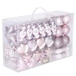 Set globuri si decoratiuni de Craciun, 77 piese, diverse dimensiuni, roz Household NewTrend