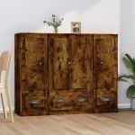 Dulapuri înalte, 3 buc., stejar fumuriu, lemn prelucrat GartenMobel Dekor