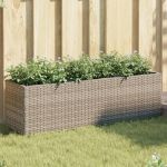 Jardiniere grădină 3 ghivece 2 buc. gri 105x30x32cm poliratan GartenMobel Dekor