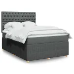 Pat box spring cu saltea, gri închis, 140x200 cm, textil GartenMobel Dekor