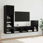 Unități pentru Pereți de TV Stejar Negru Lemn compozit GartenMobel Dekor