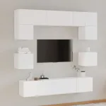 Set dulap TV, 8 piese, alb, lemn prelucrat GartenMobel Dekor