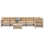 Set mobilier de grădină cu perne, 7 piese, lemn masiv de pin GartenMobel Dekor