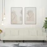 Canapea extensibilă cu 2 locuri, 2 perne, crem, catifea GartenMobel Dekor