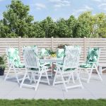 Perne de scaun spătar înalt, 6 buc, model frunze, textil Oxford GartenMobel Dekor