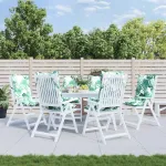 Perne de scaun spătar înalt, 6 buc, model frunze, textil Oxford GartenMobel Dekor