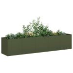 Jardinieră verde măsline 200x40x40 cm oțel laminat la rece GartenMobel Dekor