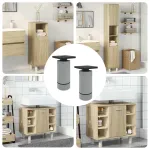 Picioare de mobilă Ajustabil 2 pcs Alb 64 x 64 x 100 mm PP GartenMobel Dekor